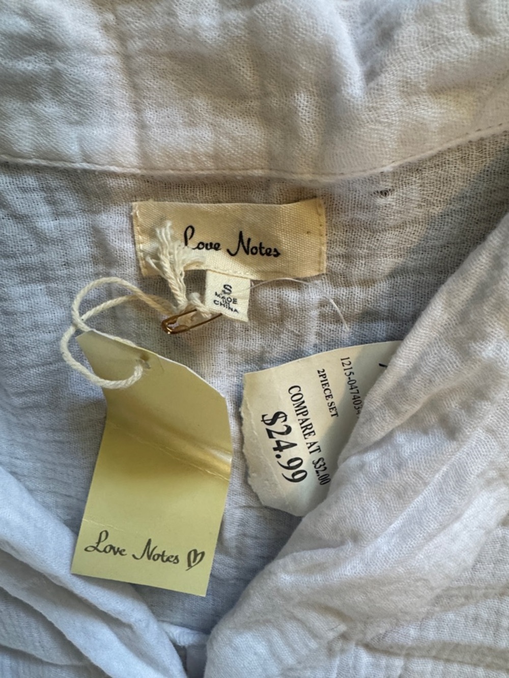 Love Notes Cream Short-Sleeve Button Front Swim Coverup Set - Picture 3 of 6